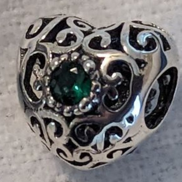 NEW  Retired~~Authentic Pandora  May Heart Sterling Silver Birthstone Charm - Picture 1 of 5